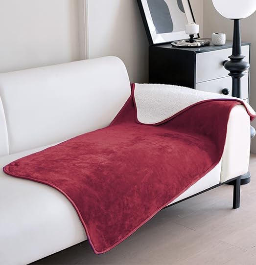 gogobunny Waterproof Bed Blanket, Reversible Sherpa Fleece Throw Blanket for Dog Puppy Cat, Furniture Cover Protects Bed Couch Sofa from Liquid Pee