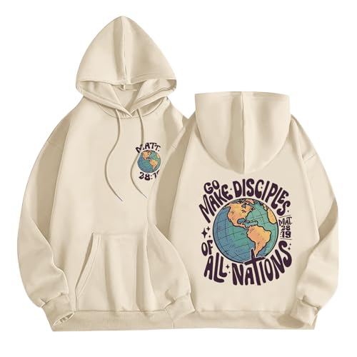 Lytiarul Christian Bible Verse Hoodies for Women Jesus Faith God Feece Hoodie Religious Inspirational Graphic Sweatshirts Top(Apricot,2XL)