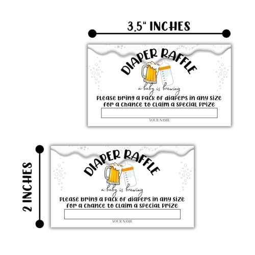 Image of Lashicorn Beer Brewing Diaper Raffle Baby Shower 50pk 2x3.5 inch Bring Any Size for Chance to Win Invitations Brew Tower Books For Game Belly Advice