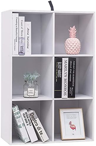 WOLTU Bookcase, White Book Shelf 6 Storage Cubes Unit, Freestanding Bookcases for Living Room,Bedroom