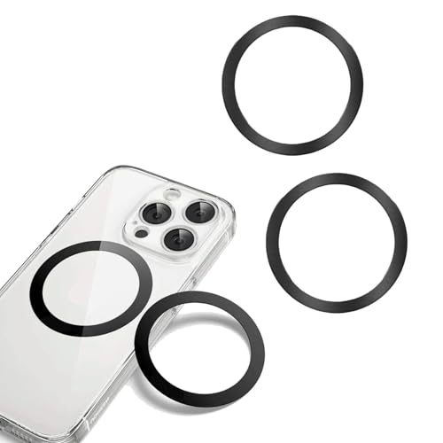 3 PCS Universal Metal Ring Sticker For MagSafe Compatible with iPhone 16/15/14/13/12/11 Series Galaxy and Android Accessories (Black)
