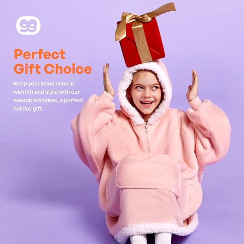 Giggling Getup J0145 Wearable Blanket Hoodie For Girls Boys - Oversized Flannel Sherpa Fleece Hooded Blanket thumb #6