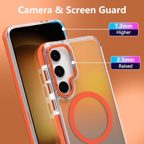 Image of Magnetic Case for Samsung Galaxy S23 Plus [Compatible with Magsafe] [Cute Fashion Fluorescent Design] [1 Screen Protector] Slim Translucent Matte Case for Galaxy S23 Plus 6.7 inch, Orange