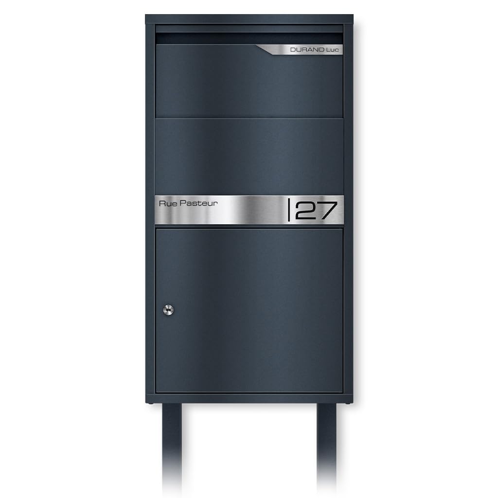 Metzler® boîte à Colis sécurisée avec Support au Sol et clapet antivol RAL 7016 Gris Anthracite réception sans Contact Design Durable Gravure Personnalisable 10 Ans pièces détachées Avalon
