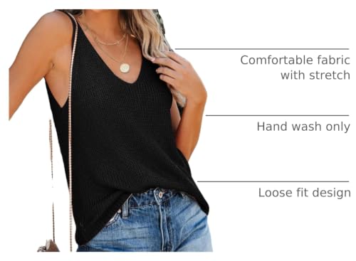 Image of Tutorutor Womens V Neck Sweater Tank Tops Summer Crochet Knit Vest Top | Sleeveless Cami, Loose Fit, Sweater Vest, Casual, Sexy, Fall Layer