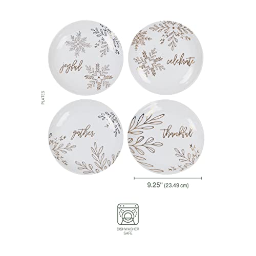 Fitz And Floyd Avondelle Metallic Gold Snowflake Accent Salad Plates, Set Of 4, 9.25-Inch, Multicolor #TOP1