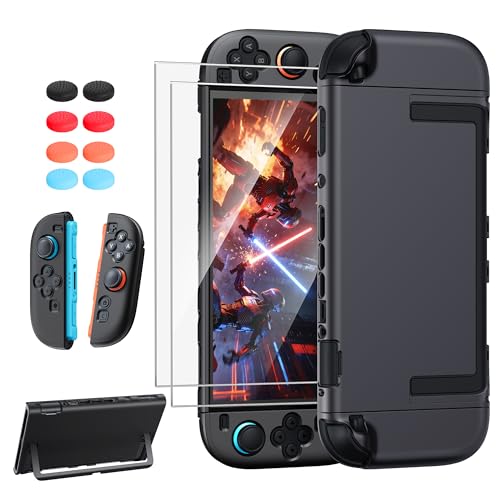 FYOUNG Coque Dockable de Protection 3 en 1 pour Switch 2, Coque en PC Rigide pour Switch 2, Protection Ecran Kit d'accessoires incluant Protecteur d'écran et...