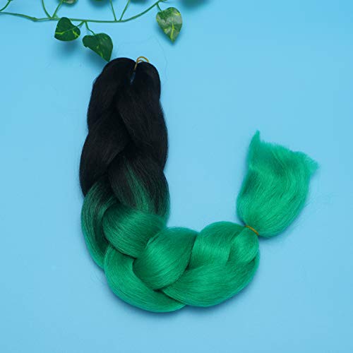 Lurrose 3 pcs Gradiente trançado pigtail longa extensão de cabelo trança peruca de cabelo para mulhe