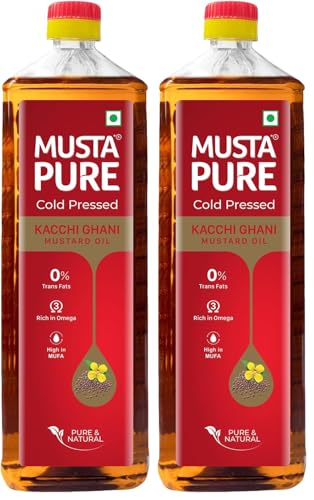 Image of Musta Pure Cold Pressed Kachi Ghani Mustard Oil Pet Bottle 1L (Pack of 2)