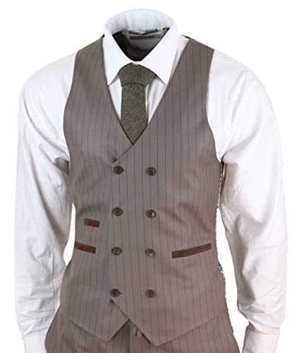 Men's Stripe Three Pieces Suit Notch Lapel Two Buttons Tuxedos Jacket Vest & Pants Business Formal Dinner Prom4