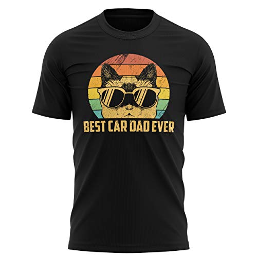 Best Cat Dad Ever T Shirt Vintage Fathers Day Funny Gift Idea for Daddy, Black, Medium - Mens