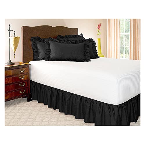 Falda Falda de Cama Cubierta de Encaje, Falda de Cama elástica sólida, Suministros de decoración for Dormitorio de Hotel en casa, Productos Textiles for el hogar, 6 Colores S/M/L/XL(Black,200x120cm)