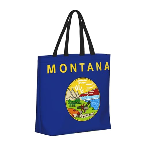 Montana State Flag Print Women's Portable Tote Bag - Large Shopper for Beach,Travel,Gym | Summer Handbag2