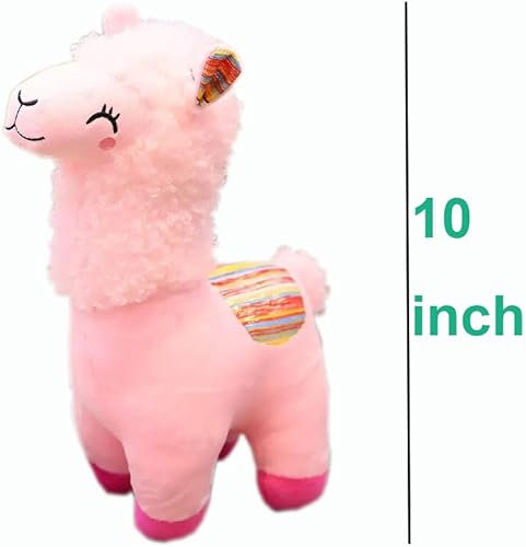 Miniatura 4 de Animal de peluche de llama, lindo peluche de alpaca de 10 pulgadas para niñas y niños (rosa Alpaca Yinghua)