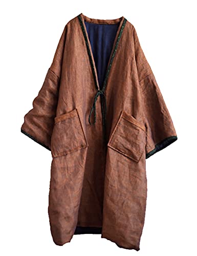 NFYM Women Vintage Trench Coat Autumn Long Sleeve Open Front Cardigan Coat Plus Size Long Jacket Overcoat Outwear2