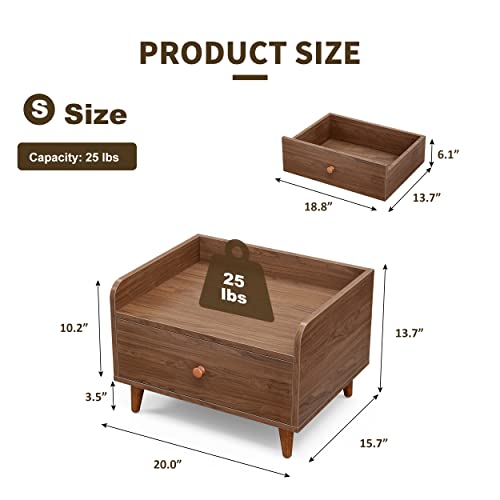 Riswer Pet Bed With Drawer Small Dog Bed Cat Bed Wood Sofa Wooden Elevated Pet Furniture Modern Industrial Furniture For Cats Pomeranian Youkshire Waterproof Pet Couch 20 Inch*15.7 Inch*13.7 Inch #TOP6