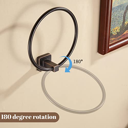 Wolibeer Bronze Towel Ring, Bathroom Hand Towel Holder Wall Mount, Oil Rubbed Towel Hanger Farmhouse Rustic Orb Stainless Steel #TOP3
