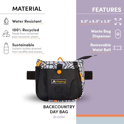 OllyDog Bolsa para O Dia No Interior, Pochete, Bolsa para Petiscos para Cães, Mãos Livres para Trein