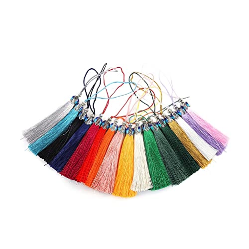 Borlas pequeñas de algodón rosa de 3.9 in para bisutería DIY, 6 unidades 3