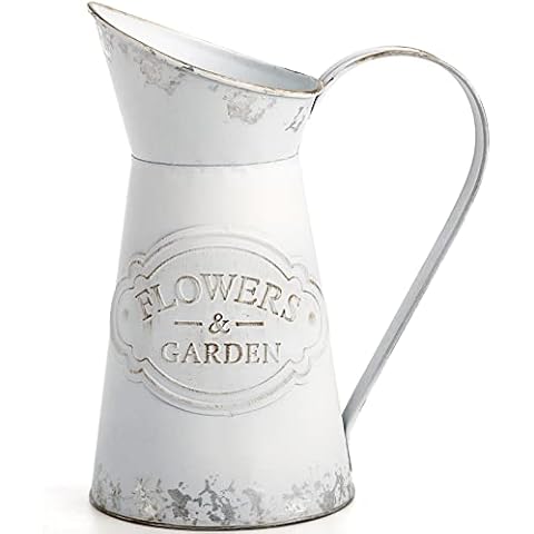 SOUJOY Rustic Galvanized Milk Jug Vase Cover