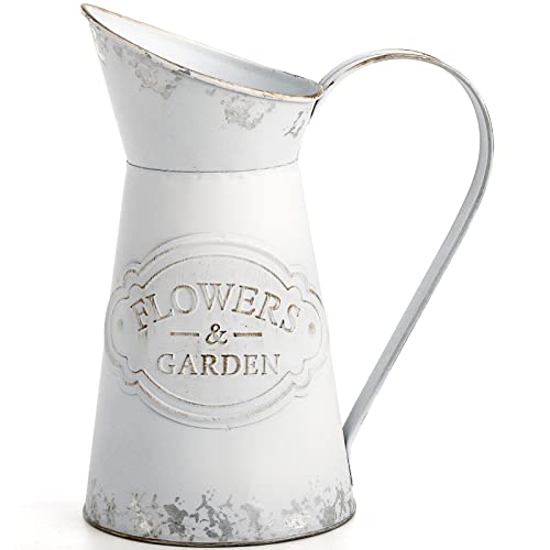 SOUJOY Vase Rustique Shabby Chic, Vase à Fleurs galvanisé, Pot à Lait en métal, Style français, pichet décoratif Vintage pour décoration d&rsquo;intérieur, Accessoires Photo, cierges Magiques pour Mariages