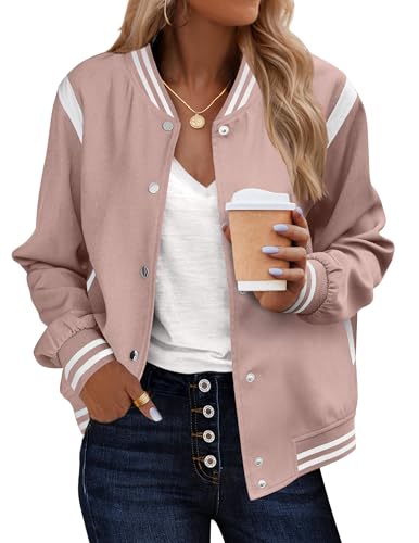 Zeagoo Bomber Jackets Womens Varsity Jacket Aviator Casual Baseball Uniform Military Streetwear School Teachers Outfits