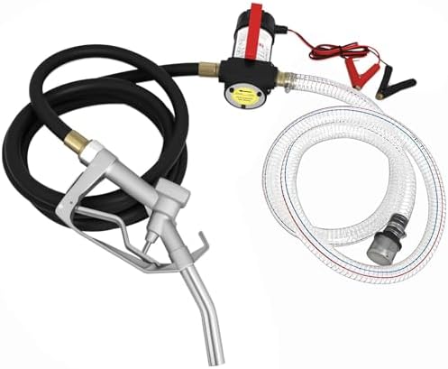 Wadoy Fuel Transfer Pump 12V, Diesel Transfer Pump 12 GPM with Nozzle Hoses for Diesel Kerosene Transformer Oil, Self Priming DC Electric Fuel Pump Kit