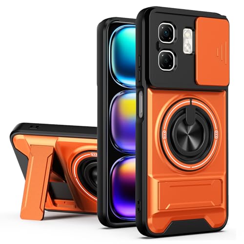 CYXHCJYH Infinix Smart 9 HD�p���ϋv�ϏՌ��P�[�X�A360°��]�\�Ȏ��C�L�b�N�X�^���h�ƃX���C�h�J���������Y�J�o�[�t���̊��ȑϏՌ��J�o�[-�I�����W