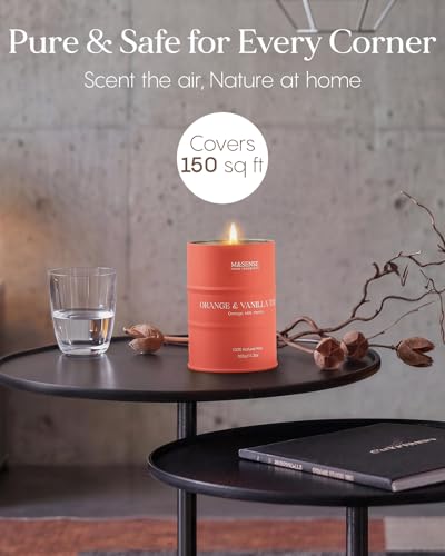 Image of M&SENSE Orange Vanilla Scented Candles,Fall Candles for Home Organic Soy Candle, Clean Non Toxic 11.3oz 70 Hours Long Lasting Burning, Highly Scented Citrus Smelling Candle Cozy Room Decor