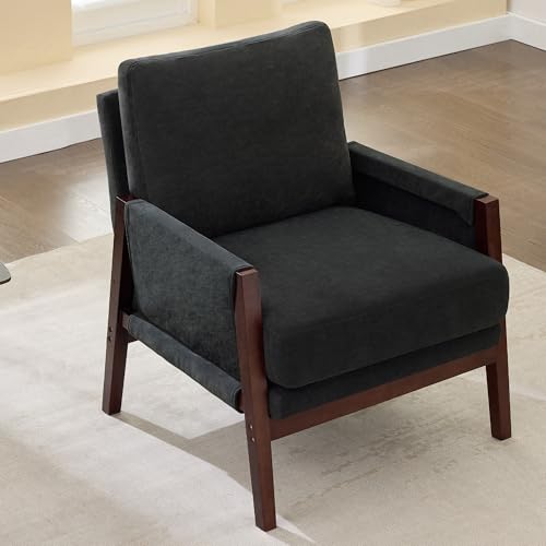 Rosebibi Diseño moderno: sillón individual, sillón tapizado, sillón de lectura, sillón de salón, estructura de madera maciza, tela de chenilla, adecuado para dormitorio, salón, oficina, apartamento