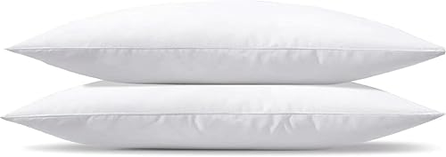 Juego de 2 almohadas de cama planas suaves y esponjosas de tamaño estándar, para dormir de 20 x 26 pulgadas, almohada hipoalergénica, agradable a la