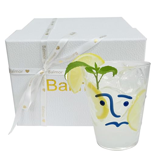 Balmor 3D Handblown Iced Coffee Cup GlassTumbler Unique Birthday Luxury Gift for Women Juice Whiskey Drinking Beer Glasses for Men Husband Father's Day for Strudent Mother's Valentines Day