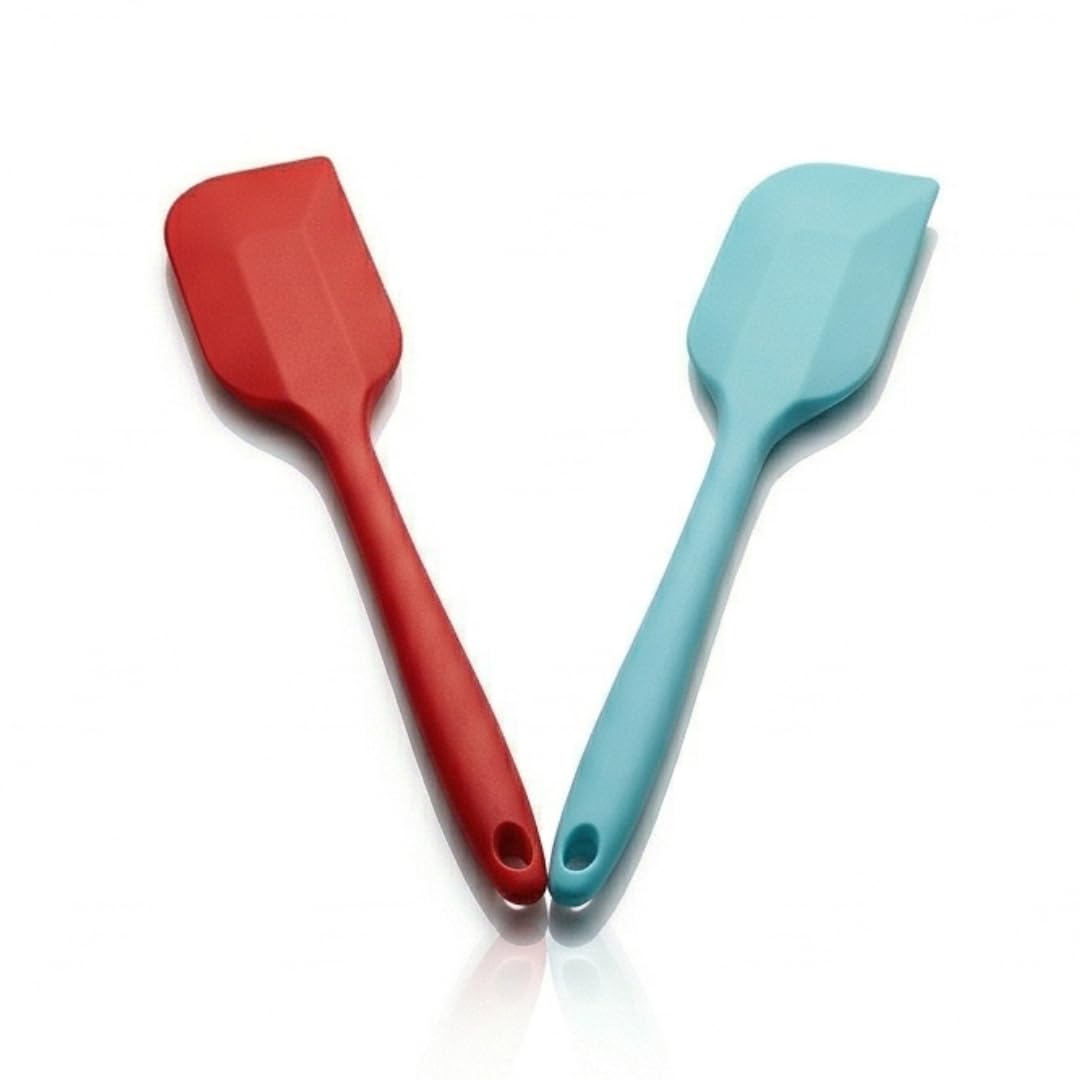 IMN High Heat Resistant Silicone Spatula Set of 2 (Red & Blue) - 27cm Fitness Meal Prep Flexible Kitchen Spatulas for Non-Stick Cookware Baking & Cooking Food Grade BPA Free Silicon Chamach & Palta-image-15