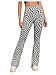 WDIRARA Women's Snakeskin High Waist Casual Flare Bell Bottom Stretch Long Pants Black White Checked L