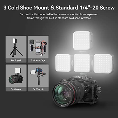 SMALLRIG P108 Luz de Vídeo RGB, Luces LED Portátiles para Cámaras, Iluminación Fotográfica a Todo Color de 360° con 3 Cold Shoe, 2700K-6500K, Panel de Luz de Vídeo Recargable de 2500mAh - 4055 - imagen 7