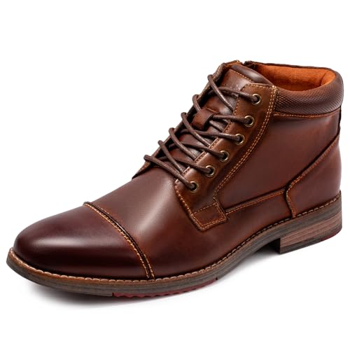 Arkbird Mens Dress Boots, Genuine Leather Classic Casual Ankel Boots with Side Zipper