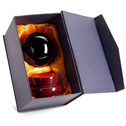 Juvale Small Black Obsidian Sphere, 80Mm/3.1 Inch Decorative Crystal Ball With Stand For Meditation, Healing, Feng Shui, Witch-Style Home Decor, Office Table Decorations #TOP4