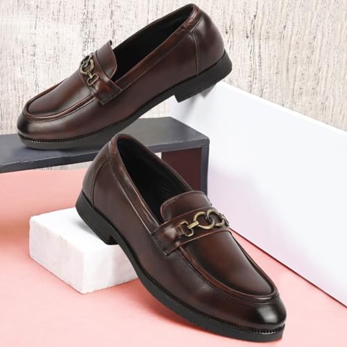 Image of FAUSTO Men Leather Pull-On Loafers