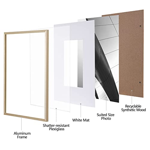 Eletecpro 12X16 Picture Frame Made Of Brushed Aluminum Display Pictures 8X10 With Mat Or 12X16 Without Mat Metal Poster Frames For Tabletop & Gallery Horizontal And Vertical Hanging Modern Home Decor #TOP1