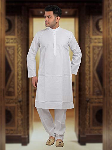 Image of HUZUR Kurta Pyjama For Men's Cotton Casual Wear Long Straight Men's Kurta Set