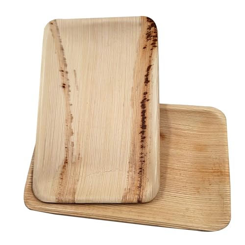 Dtocs DTRE16X24VCP50 Palm Leaf Plates 6X9 Inch Rectangle Tray (Pack 50) | Disposable Bamboo Plates Look Biodegradable Compostable Plates, Mini Charcuterie Board, Cheese Board Platter thumb #6
