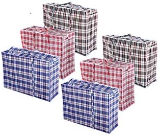 MKH 6 Pack XXL Strong and Durable Jumbo Laundry Bags - For Laundry/Shopping/Moving/Storage - Zipped and Reusable (ASSORTED COLOUR)
