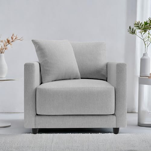 Image of Casaliving Dominic 1 Seater Sofa Set for Living Room (Grey Fabric) Premium Fabric Sofa