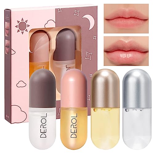 Derol Labios Volumen 4 Pcs Realzador De Labios Natural Lip Plumper Gloss Voluminizador De Labios Aumento De Labios Potenciador Volumen Suero Natural Para El Cuidado De Los Labios y Realzador De Labios