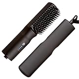 Red by Kiss 2-in-1 Ionic Hair Straightener Brush with Ceramic Coating, Adjustable Temp, Auto Shut Off, Skin Protector Bristles & 360° Swivel Cord, Smooth & Style in Few Strokes