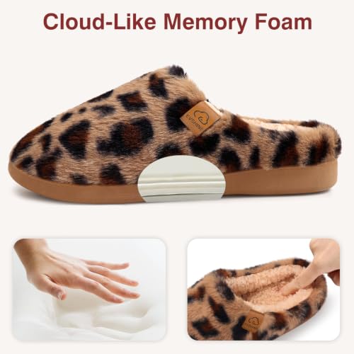 Image of Evshine Memory Foam Fuzzy Slippers for Women Curly Fleece House Shoes