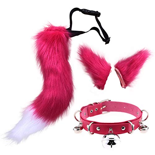 DRESHOW Fox Faux Fur Tail Cat Ears Hair Clip Halloween Party Costume Neck Choker Cosplay Set for Women