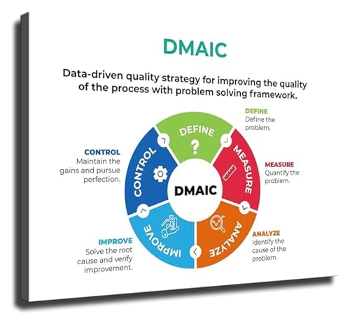 Lean Six Sigma DMAIC Chart Poster Wall-Art for Office Business Center Decor(Framed,12x18inch(30x45cm))