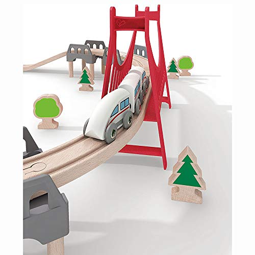 Eisenbahn Set Holz Elemente Zug Auto Bahnübergang Bäume Menschen Holz-Eisenbahn Passend für Kleinkinderspielzeug 3… – Bild 4