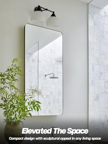 Image of 2-Lights Milk White Glass Wall Sconce Lighting Brass Finished, Double Arm Bathroom Vanity Light Fixture for Bedroom Living Room Dining Room Hallway